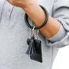 Card Holders Creative Crocodile Pattern Bracelet Keychain Holder Mini PU Leather Purse Wristlet With Circle Tassel ID