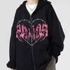 2022 Zip Up Print Hoodies mujeres de gran tamaño Kpop estilo coreano sudadera pareja Tops sudaderas con capucha Kawaii Y2k StreetWear hombres ropa Y220803