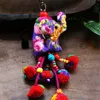 Decoratieve objecten Figurines Thailand Style Hang Decoraties Bloemstoffen Olifant Key Chain Kleurrijke wollen ballen Hout kralen hanger Min