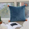 Cushion/Decorative Pillow Warm High End Fine Velvet Four Color Cushion With Fuzzy Wool Ball Decoration For Sofa And Car W220412