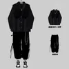 Saisies de survêtement masculines Techwear Ensembles masculins Pantalons de cargaison noire Kit de chemise Longue Chemises à manches coréennes Hip Hop Harajuku Springmen's
