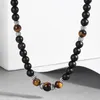 Chaînes Collier de perles en pierre naturelle pour hommes femmes fermoir à homard réglable mélangé noir mat oeil de tigre charme bijoux cadeaux LDN145Chains Heal2