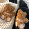 Oversized Cardigans Women Fashion Embroidery Sweater Herfst Winter Kawaii Bear Warm gebreide paren losse casual truien 220721