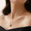 Chains Korean Fashion 316 Stainless Steel Neckalce Double Layer Cuban Chain Geometric Square Choker Necklace For Women Jewelry 2024800946