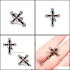 Body Arts Tatouages Art Santé Beauté 14G Croix Cz Nombril Anneaux Bijoux Acier Chirurgical 316L Clair Inversé Incurvé Dh74O