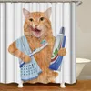 Милая кошачья водонепроницаемая занавеска для душа полиэстера с крючками для ванной комнаты экраны для ванной комнаты домашний декор Большой размер стены 220429