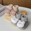 Botas nascidas Baby Socks Sapatos menino garoto urso criança First Walkers Booties lã de coral conforto macio anti-deslizamento