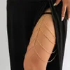 Multilayer Tassel Elastic Band Belt Leg Thigh Chain for Women Beach Sexy Long Adjustable Prom Party Body Jewelry Dress Decorate