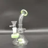 6.4"Green Glass Water Pipe Hookah Recycler Bong Smoking Tobacco Dry Herb Beaker Ice Catcher 14mm male Bowl