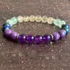 MG1446 Strand 8 MM Pierres Précieuses Naturelles Manifeste Miracles Yoga Poignet Mala Femmes Améthyste Azurite Couronne Chakra Bracelet Cadeau pour Elle