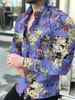 Camicia da uomo a maniche lunghe hawaiana sociale di lusso con bottoni cardigan camicette all'ingrosso monopetto colletto rovesciato ampio 220330