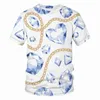 남자 티셔츠 2022 여름 티셔츠 편지 3D 디지털 프린팅 거리 트렌드 얇은 패턴 3DT 셔츠 짧은팔 탑.