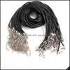 Chains Necklaces Pendants Jewelry Necklace Rope 45Cm Chain Lobster Clasp 2Mm Black Wax Leather Thread For Diy Jewel Dhb1G