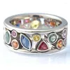 Hochzeit Ringe Bunte Frauen Aushöhlen Geometrische Stein Cocktail Party Weibliche Finger Ring Phantasie Stilvolle Schmuck Großhandel Hochzeit Rita22