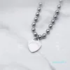 Colliers de luxe-pendentif femmes en acier inoxydable coeur bijoux ronds sur le cou Saint-Valentin Jour Cadeaux Cadeaux pour accessoires de petite amie grosses