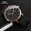 الساعات الميكانيكية البسيطة الجديدة Waknoer رومانسية Rose Gold Watch Mens Masculino Relogio عالي الجودة تاريخ Wristwatch Reloj Hombre