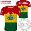 GHANA T Shirt Diy Free Custom Made Name Number Gha t shirt Nation Flag Gh Country Republic College Print P o Text Clothes 220614