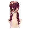 Femmes imprimé pré-cravate casquette foulard élastique musulman femme Turban Cancer chimio chapeau perte de cheveux couverture tête enveloppement chapeaux Stretch Bandana