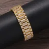 18mm Braccialetti Hip Hop Catena Rame intarsiato Cubic Zirconia Accessori uomo Catene per orologi hiphop Bracciale INS Gioielli Mne Braccialetti da donna Catene Oro Argento