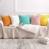 Cushion/Decorative Pillow Solid Corn Corduroy Cushion Cover With Pompom Ball Pink Grey Blue Yellow Home Decorative Flocking Velvet W220412