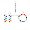 Bracciale Orecchini Collana Set di gioielli 7 Bracciale con perline di pietra naturale Yoga per donna Ragazza Dhny5