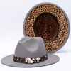 قبعات واسعة الحافة 2022 Fedora Hat Women Men Platwork Red and Black Leopard للنمط غير الرسمي في الهواء الطلق Eger22