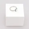 Anéis de halo com brilho quadrado CZ diamante feminino joias de casamento 925 prata esterlina anel banhado a ouro com conjunto de caixa para 1557205