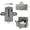 Modoker Borsa da viaggio per indumenti con tracolla Borsone da viaggio Valigia appesa Abbigliamento da lavoro Tasche multiple Grigio 220813