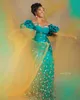 2022 Plus la taille arabe Aso Ebi Hunter vert sirène robes de bal dentelle luxueuse soirée formelle fête deuxième réception anniversaire robes de fiançailles robe ZJ256