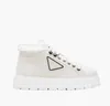 2022 Warm Winter White Black Canvas Leather Sneakers Shoes Women Nylon Laced Booties Shearling lining three-dimensional rubber Platform Trainers EU35-40.BOX