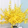Dekorativa blommor kransar 105 cm lång gul oncidium konstgjord blomma 5 gaffel silkdans orkidé falska diy bröllop hem fest festival de