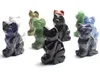 1.9 INCHES Height Cat Statue Crafts Natural Chakra Stone Carved Crystal Reiki Healing Animal Figurine 1pcs