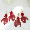 Clip-on Vite posteriore in lega di stile cinese Red Goldfish Clip su orecchini Esagerato lungo semplice scava fuori Koi Fish Ear No Piercing