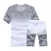 1Set Summer Costume de sport à manches courtes Imprimé Survêtement respirant Survêtement pour hommes dégradé de couleur spécial imprimé Ensembles pour hommes 220613