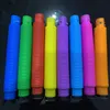 LED Flash Popper Tubes Sensory Toy For Adult Fidget Stress Relieve Toys Kid Autism Anti Stress Plast Bellows Children Press Toy