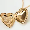 الحب المعلقات Love Heart Locket للنساء رجال إطار صورة منفتحة قلادة لامعة من الفولاذ المقاوم للصدأ