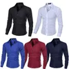 Freizeithemden für Herren, weiß, modisch, luxuriös, langärmelig, Slim-Fit, stilvoll, Marineblau, Rot. Herren