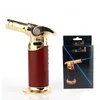 DHL Free Metal Butane Gas Torch 1300C Jet Flame Cigar Lighter Windproof Refillable Kitchen Lighters with Gift Box Large Fire