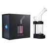 Cool hookah LED Plasma 14mm Kvinna Joint med skål Vattenrör 5 mm tjock olja DAB Rigs12 tums glas Bongs 123mm Basdiameter Svart Box Förpackningar