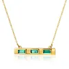 Pendant Necklaces Square Green Stone Chain Necklace Woman Gold For Jewelry GiftPendant PendantPendant