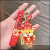 Stile cinese Little Tiger Keychain Creative New Year Card Cute Pendant Doll School Bag Keychaier Ship Drop Delivery 2021 Prodotti Arts Cra