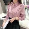 Women's Blouses & Shirts Female Fashion Profession Office Lady Shirt Elegant Splicing -Neck Lantern Sleeve Spring Autumn Women Clothing Casu