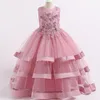 Girl's Dresses Summer Pageant Pink Flower Princess Dress Elegant Kids Clothes For Girls Children Party Wedding 10 12 YearGirl's
