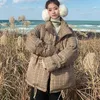 Women's Down & Parkas Winter Short Stand Collar Plaid Korean Jacket Fashion Loose Thick White Duck High Quality Cotton Coat Female F Luci22