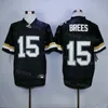 Os fabricantes de caldeiros da NCAA College Purdue 15 Drew Brees Jersey Football University Hip Hop Team cor de bordado preto e costurando algodão puro respirável para fãs de esporte