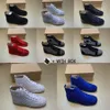 2023 Hommes Femmes Luxe Red Bottoms Chaussures Baskets en cuir véritable clouté Designer Chaussure pour Top Noir Blanc Spikes Casual Rivet Sneaker e4u #