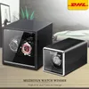 Titta på lådor Fall Automatiska Winder Box -tillbehör Visa mekanisk roterande UhrenBeweger -läder för klockor