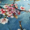 Tapis de style américain fleur et oiseau imprimé tapis rond bleu rural tapis salon tapis de chambre à coucher pour chaise de décoration