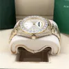 Assista Full Diamond Silver Dail Presidente 228238 228239 Sapphire Big Diamond Bezel 43mm 18k Gold Men Automático Avanadores de pulso com caixa original