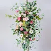 装飾的な花の花輪森屋外芝生結婚式のソリッドウッドアーチレイアウト結婚式花の背景装飾人工スタンドプロップ